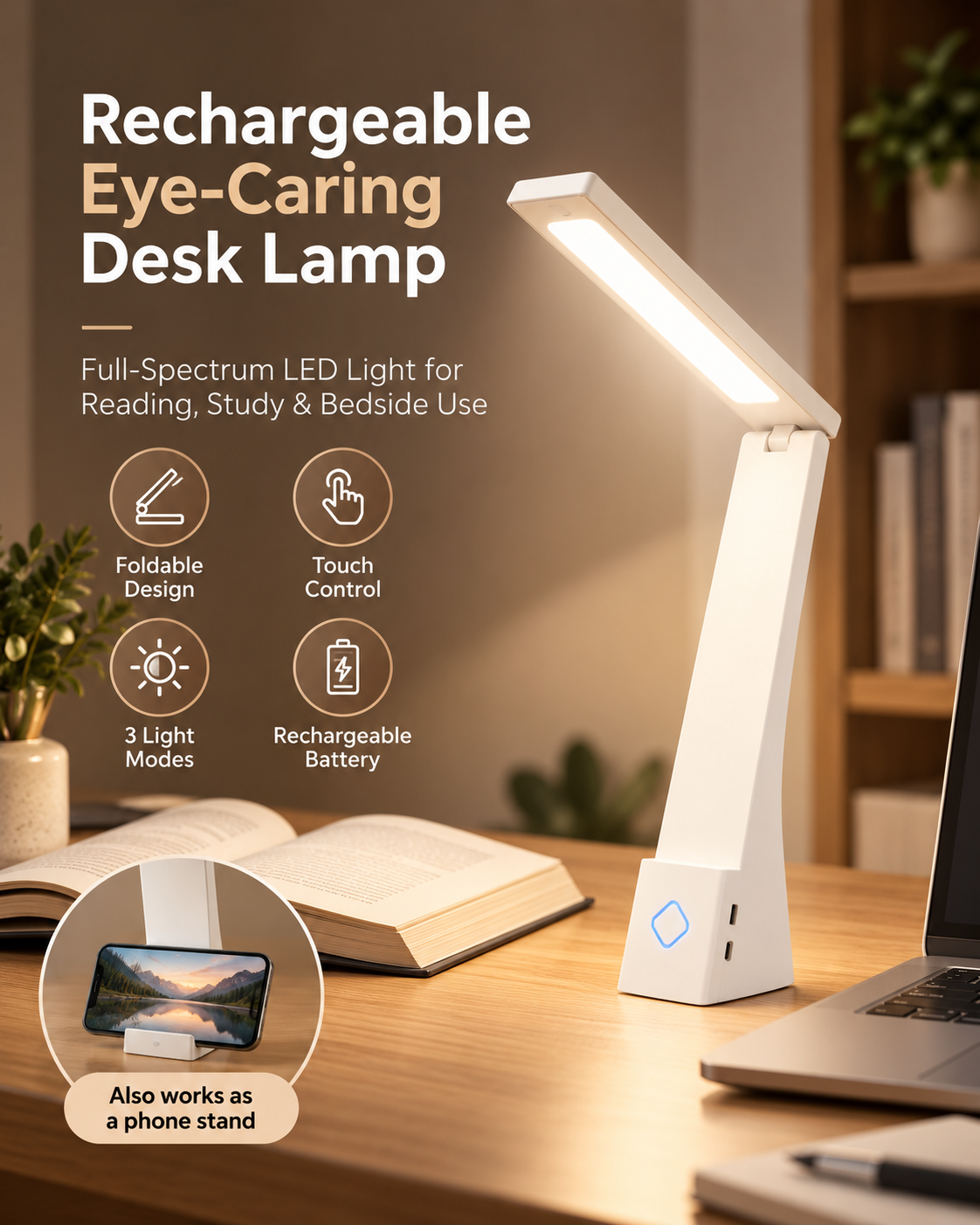 LED eye-friendly desk lamp