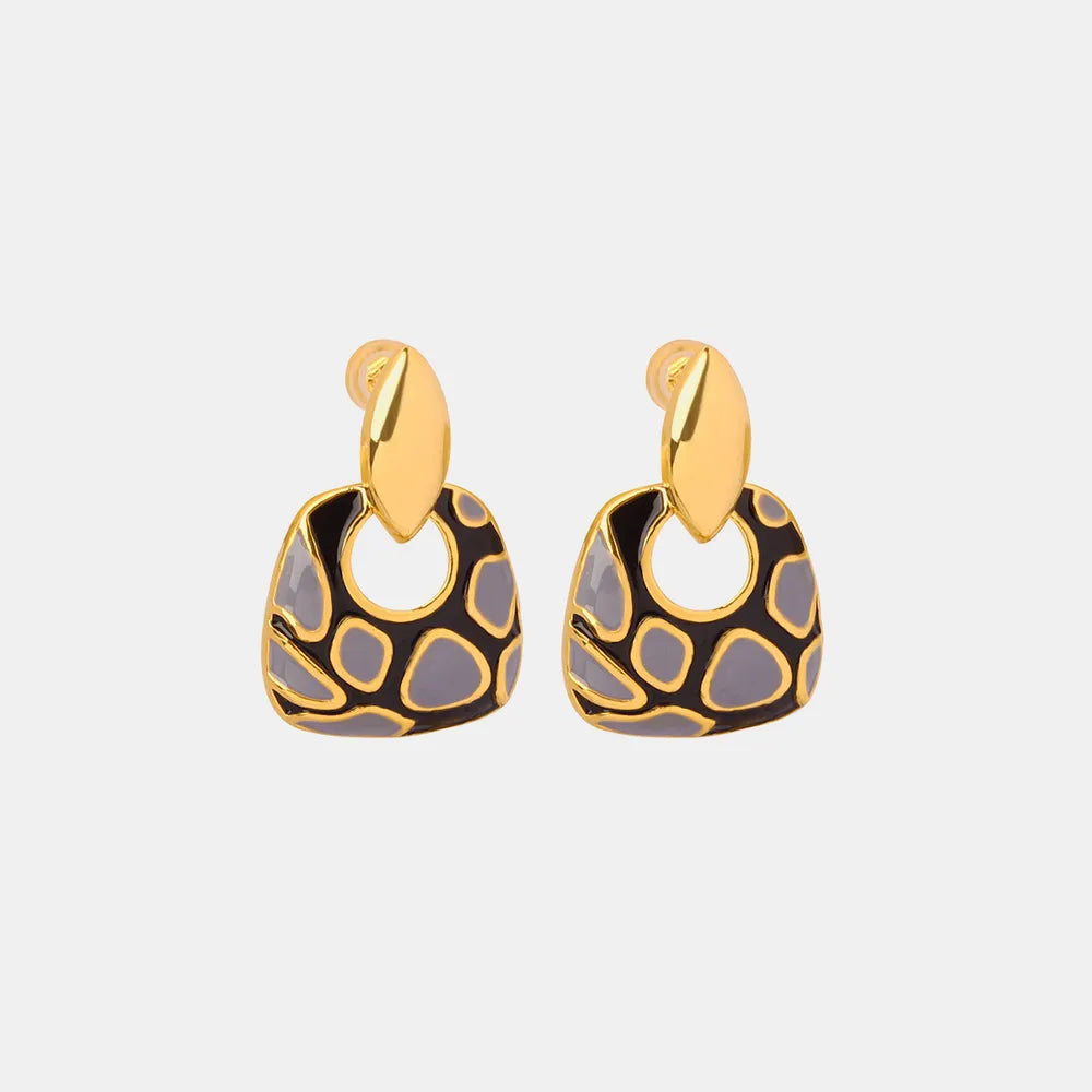 Geometric glazed enamel leopard print earrings fashionable and elegant accessories