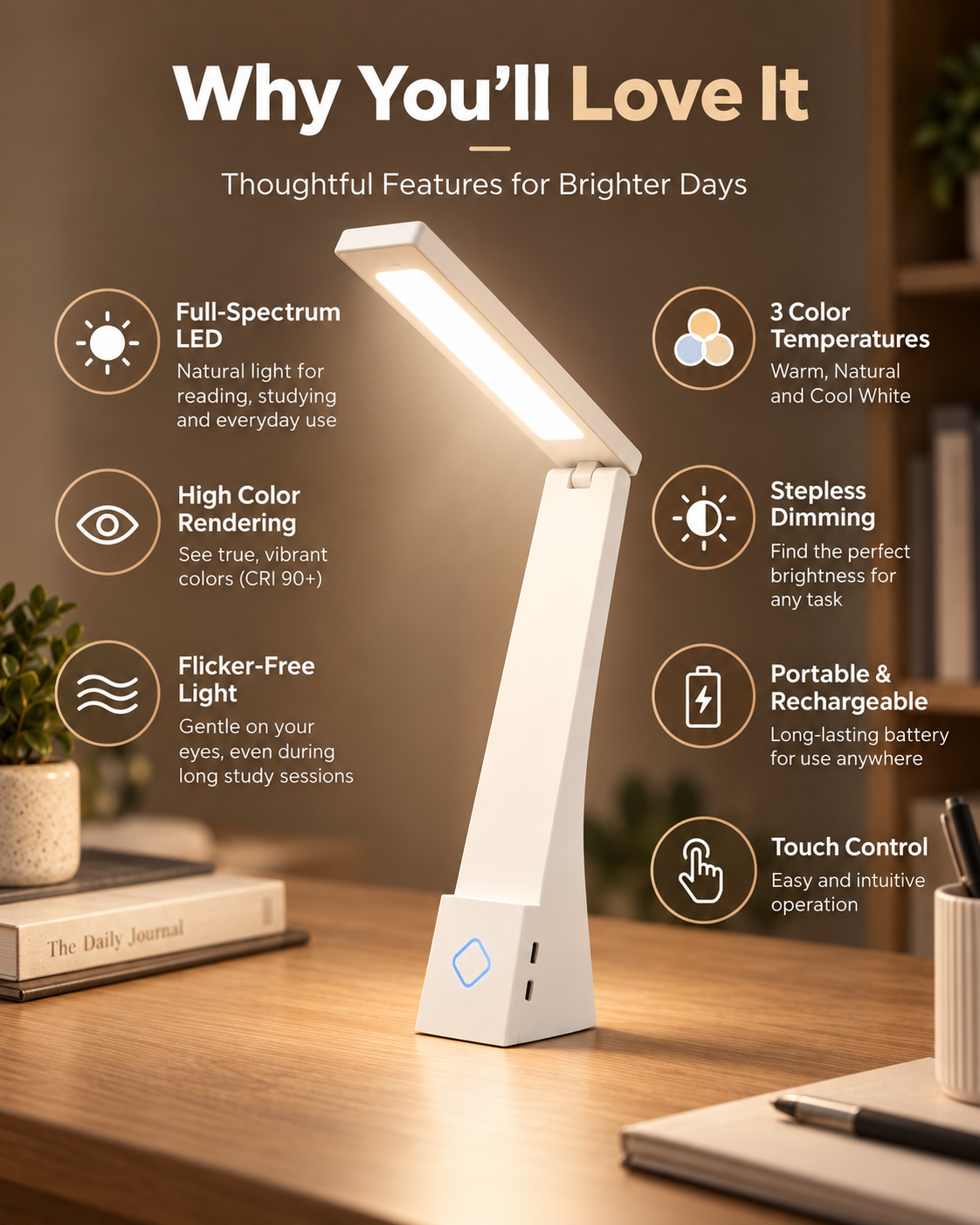 LED eye-friendly desk lamp