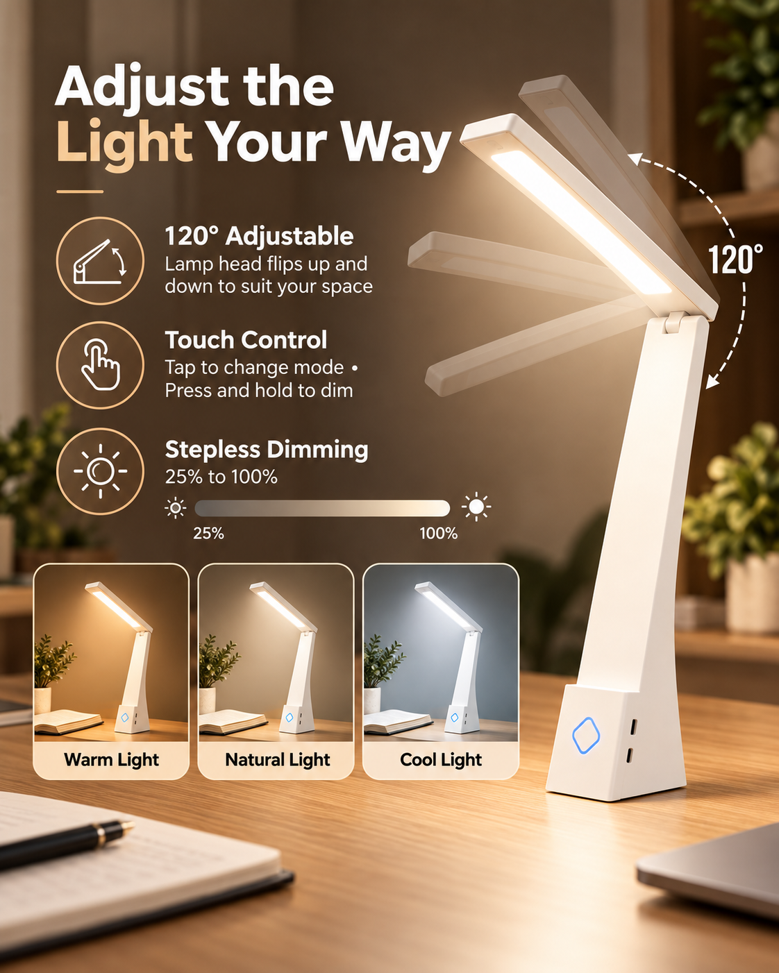 LED eye-friendly desk lamp