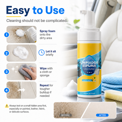 4-in-1 Multi-Enzyme Foam Spray Cleaner - Heavy Duty Deep Cleaning House & Car Detailing Products