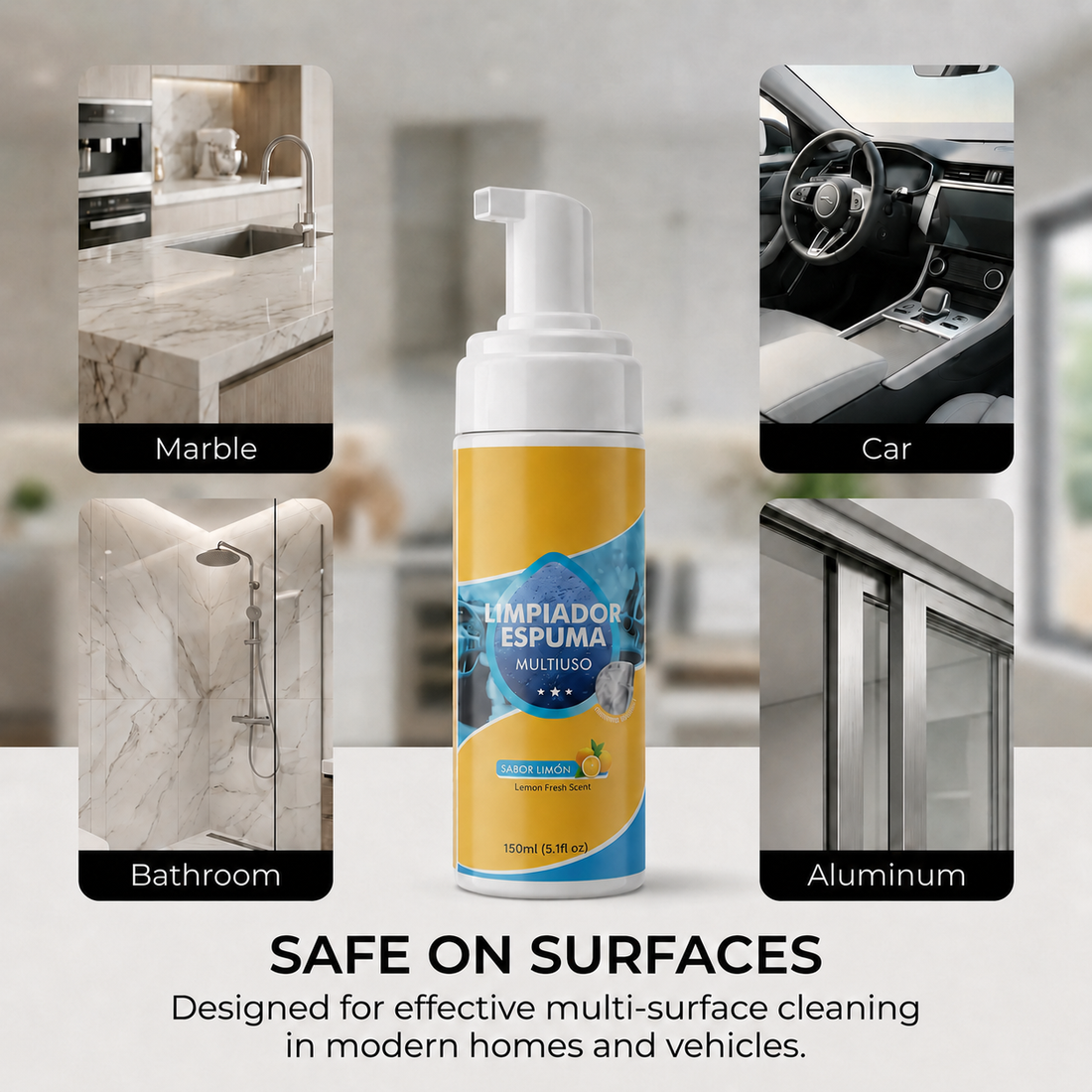 4-in-1 Multi-Enzyme Foam Spray Cleaner - Heavy Duty Deep Cleaning House & Car Detailing Products