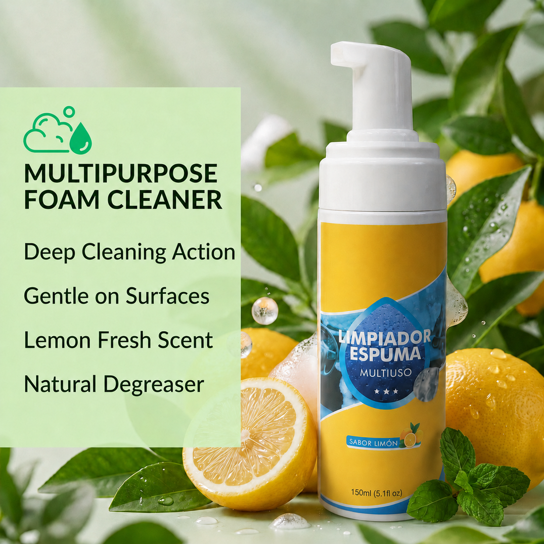 4-in-1 Multi-Enzyme Foam Spray Cleaner - Heavy Duty Deep Cleaning House & Car Detailing Products